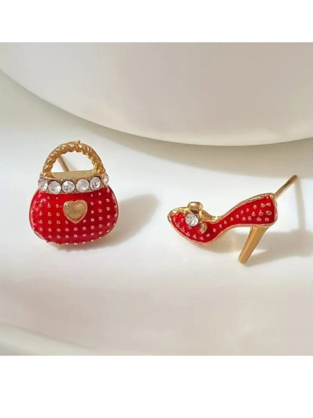 Earrings Purse & High Heels Red Rhinestones Trendy Hollywood Glam Diva Love Shop
